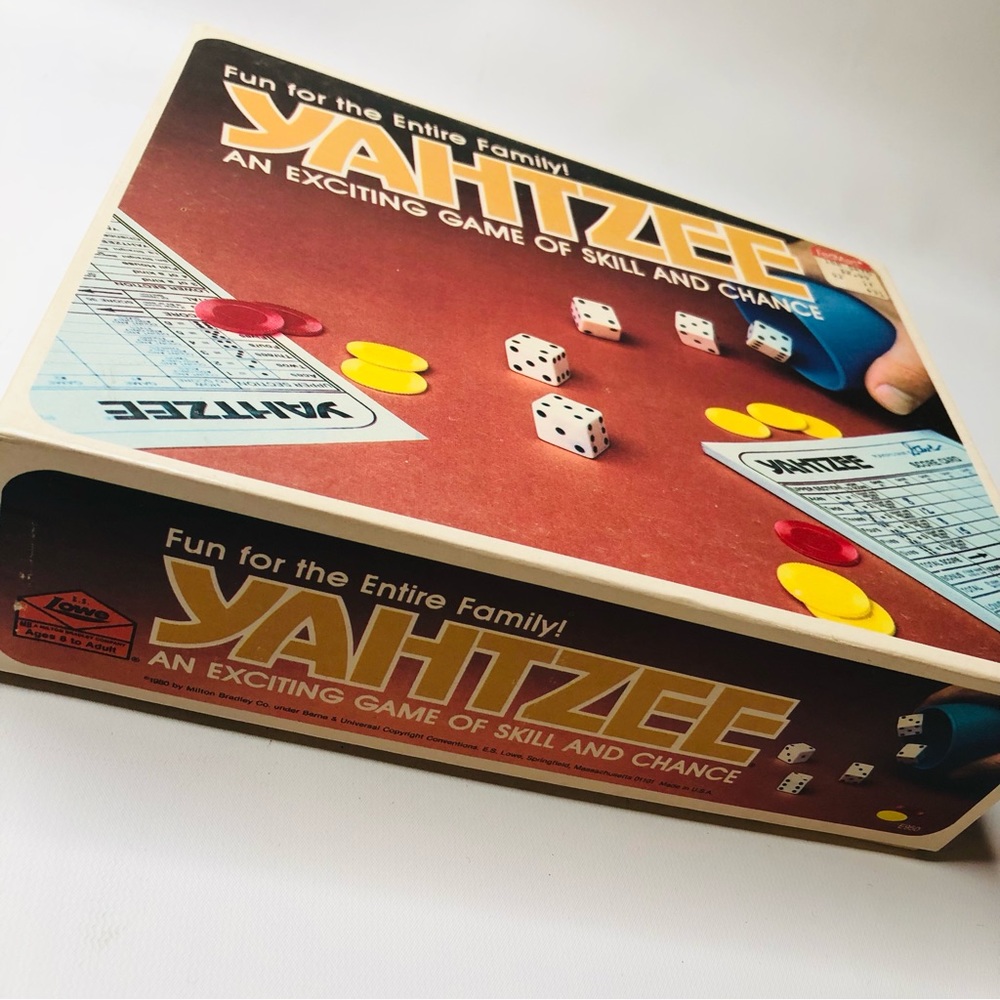 Vintage 1978 Lowe Milton Bradley Yahtzee Game Blue Cup Complete Score Sheets Etc